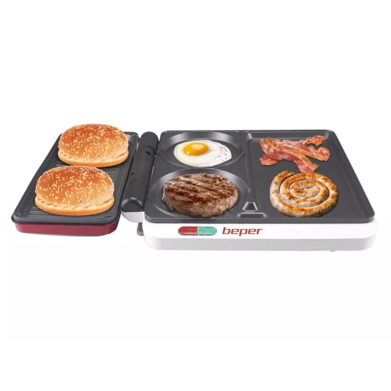 Beper P101CUD500 Party Line parrilla eléctrica con 4 placas de cocción