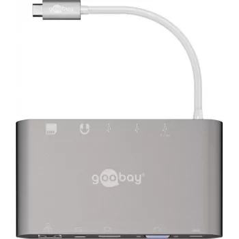 Adaptador multipuerto USB-C™ Goobay - Todo en 1 - Aluminio - Plata (62113)
