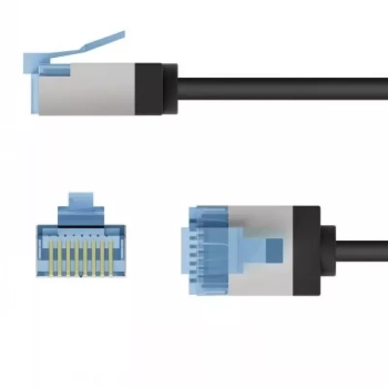 Goobay cable de red CAT 6A ultraflexible fino U/FTP negro - conector extra corto (74316)