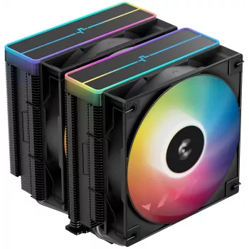 Disipador de aire DeepCool AG620 BK ARGB V2 — doble ventilador de 120 mm, 6 heatpipes, compatible con LGA 1700/AM4/AM5, negro