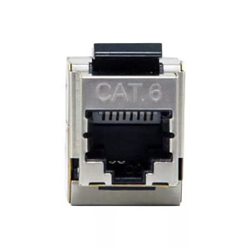 Conector hembra en línea Keystone Cat6 apantallado, set de 8, EQUIP — formato plano, RJ-45, 17×35,5×24,4 mm, plateado