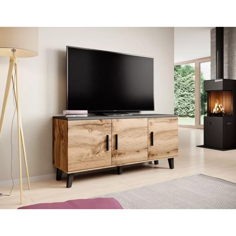 Aparador Cama LOTTA 150 3D roble wotan + negro mate