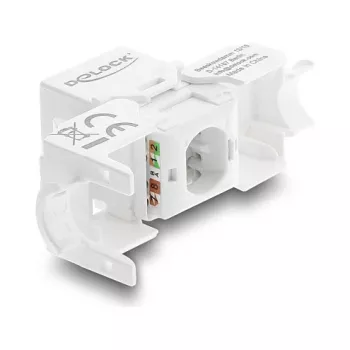 Delock 90799 Módulo Keystone RJ45 a LSA Cat.6 UTP, sin herramientas, con cubierta antipolvo, blanco/negro