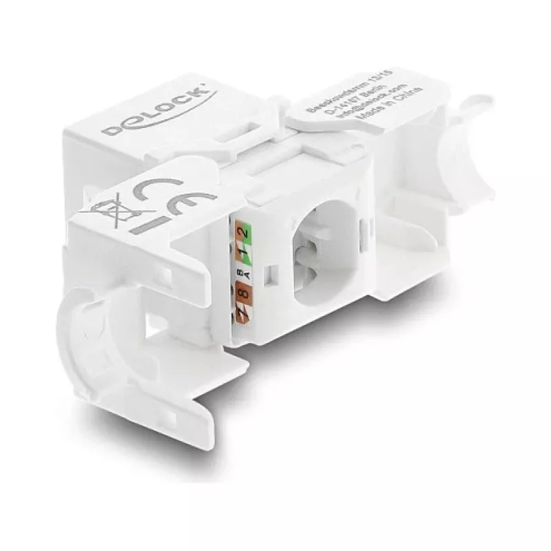 Delock 90799 Módulo Keystone RJ45 a LSA Cat.6 UTP, sin herramientas, con cubierta antipolvo, blanco/negro