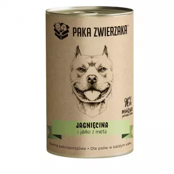 Comida húmeda para perros PAKA ZWIERZAKA cordero y manzana con menta, 400 g, sin cereales, sin gluten ni soja