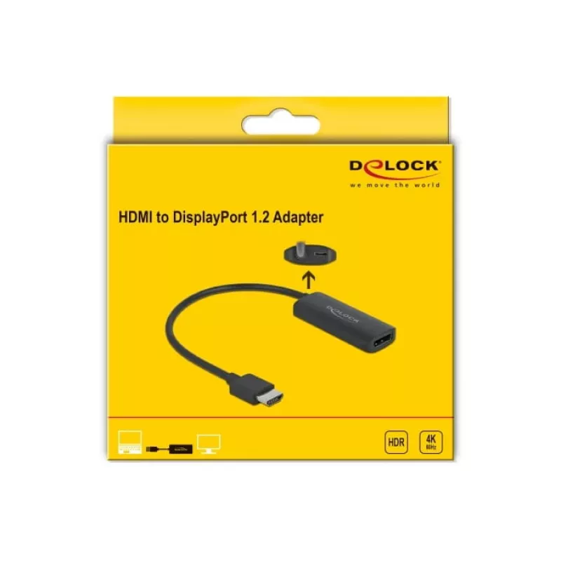 Adaptador HDMI-A macho a DisplayPort hembra 4K 60 Hz DeLOCK 63206