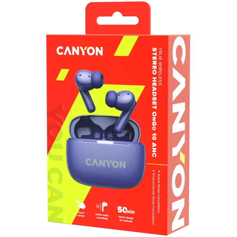 Auriculares con micrófono Canyon CNS-TWS10PL True Wireless Stereo (TWS) in-ear para llamadas/música/deporte/día a día USB Type-C Bluetooth violeta (CNS-TWS10PL)