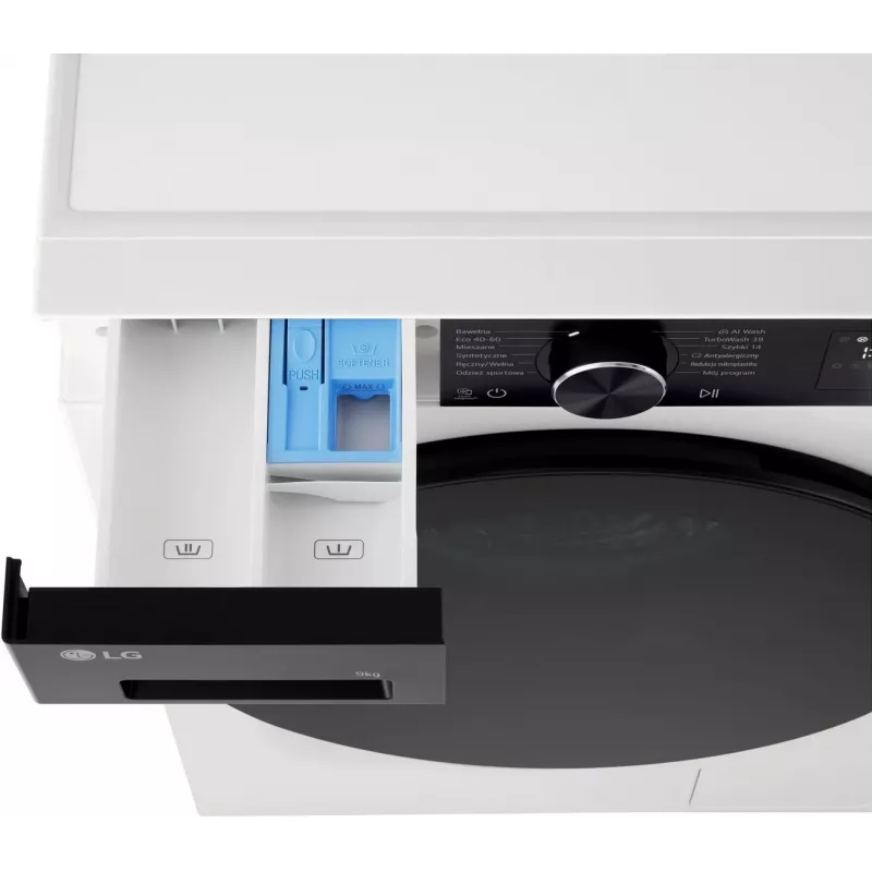 Lavadora LG | F2X50S9THB | Clase de eficiencia energética A | Carga frontal | Capacidad de lavado 9 kg | 1200 rpm | Profundidad 48 cm | Anchura 60 cm | LED | Función vapor | Accionamiento directo | W