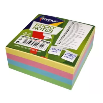 Notas adhesivas Forpus, 75x75 mm, surtido de 4 colores pastel, cubo (1x320)