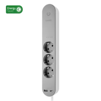 Regleta de alimentación Hombli HBPO-0108 — 3 tomas de CA Type E, 230V 16A, interior, blanco/gris