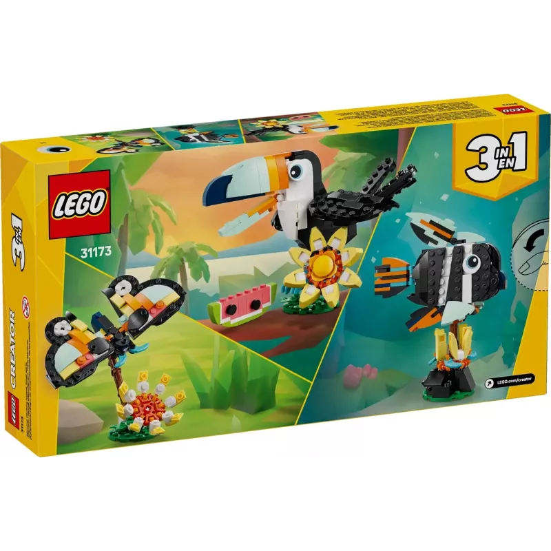 Juguete de construcción LEGO Creator 3 en 1 set animales salvajes tucán tropical 31173