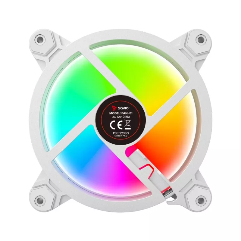 SAVIO FAN-01 WHITE pack de 4 ventiladores ARGB de 120mm con controlador y mando a distancia