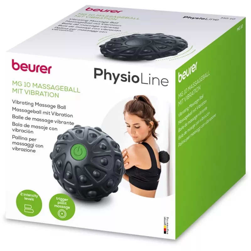 Pelota de masaje Beurer MG 10 — pelota de masaje vibratoria, Ø 75 mm, uso universal, negro/verde