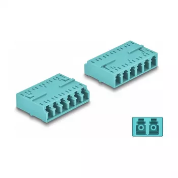 Acoplador de fibra óptica DeLOCK HD LC Hexaplex conector hembra a conector hembra LC Hexaplex aqua