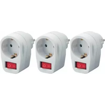 Toma de corriente de pared con interruptor pack de 3 Basetech 1 polo blanco