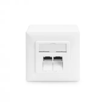 Toma de datos CAT.6A, superficie, apantallada, 2x RJ-45 LSA (blanco, 5 unidades, clase E)