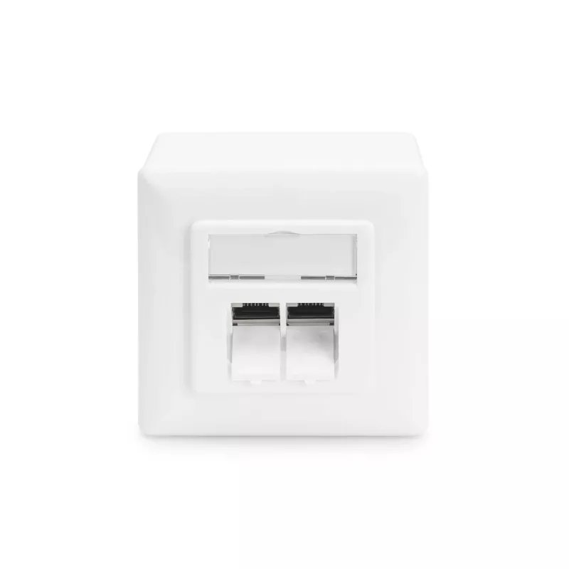Toma de datos CAT.6A, superficie, apantallada, 2x RJ-45 LSA (blanco, 5 unidades, clase E)