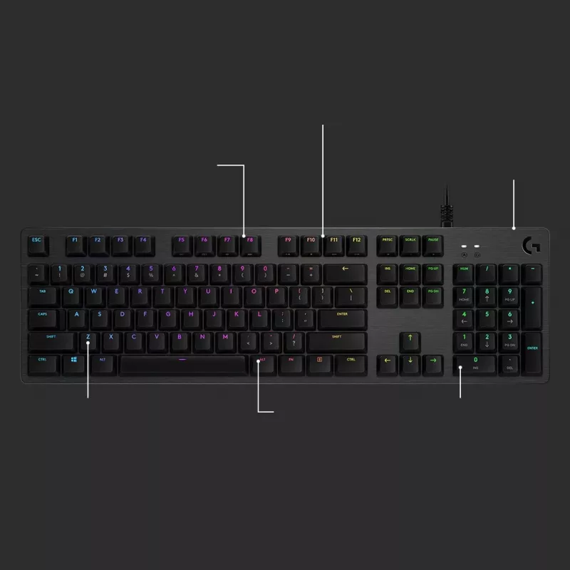 Teclado gaming Logitech G512, Negro, Con cable, Distribución suiza, 920-009347