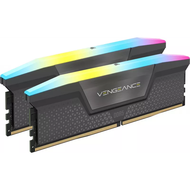 CORSAIR VENGEANCE RGB 32GB 2x16GB DDR5 6000MT/s DIMM Unbuffered 36-44-44-96 Std PMIC AMD EXPO disipador gris PCB negro 1,4V