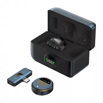 White Shark DSM-06 Tassa Micrófono lavalier inalámbrico, USB-C, Negro