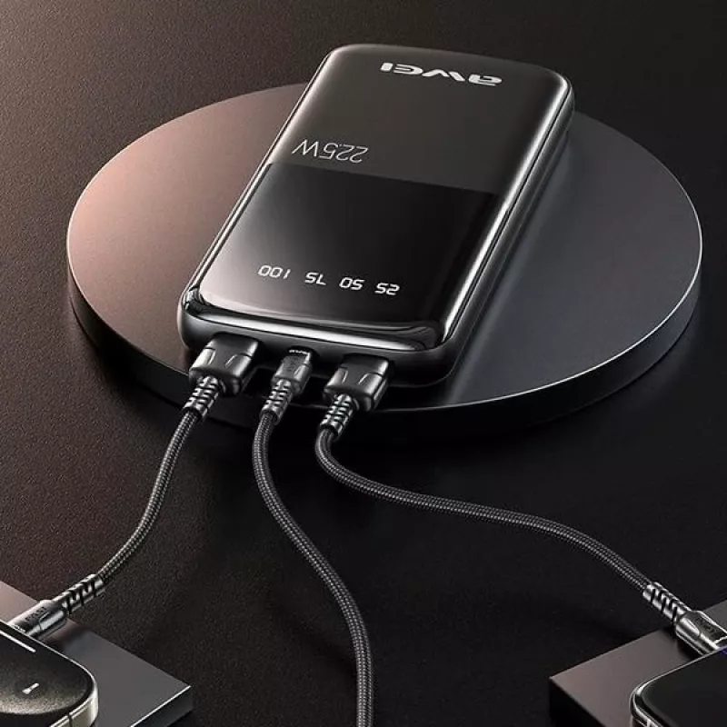 Batería externa Awei P10K 10000 mAh 22,5W negro/negro (10000mAh, 22W, 22,50Wh), batería externa, negro