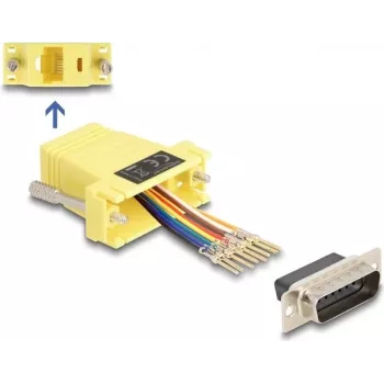 DeLOCK 67110 Kit de montaje de D-Sub 15 pines macho a RJ45 hembra, amarillo