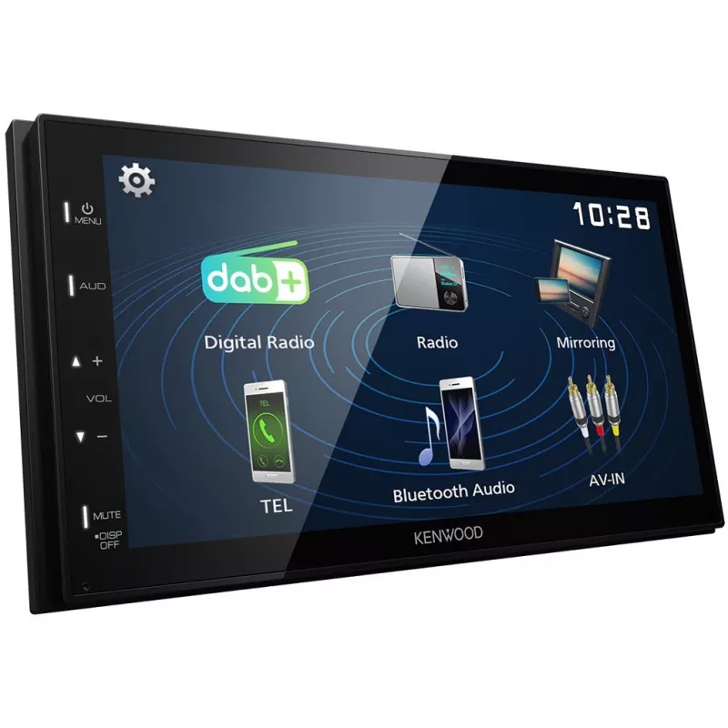 Kenwood Electronics DMX129DAB. Color del producto: Negro, Tamaño DIN: 2 DIN, Potencia de salida: 64 W. Convertidor D/A de audio: 24bit, Formatos de audio compatibles: