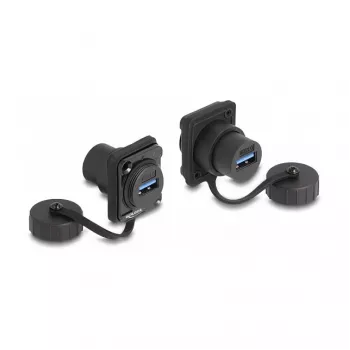 Módulo D-Type DeLOCK USB 3.2 Gen 1 conector hembra Type-A a conector hembra Type-A IP67