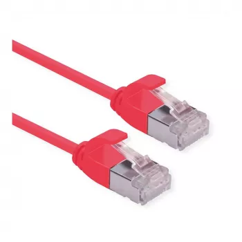 ROLINE GREEN Cable de parcheo U/FTP Cat.6A (Clase EA), LSOH, delgado, rojo, 0,15 m
