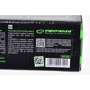 Alfombrilla gaming ESPERANZA EGP102R — poliéster, 300×240 mm, 3 mm de grosor, negra, superficie impresa