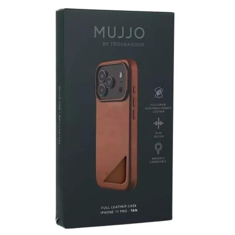 Mujjo Full Leder Case MagSafe funda para iPhone 17 Pro marrón