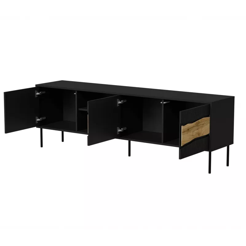 Mueble TV cama meble INSERTO 3D1W 190x40x62 cm negro con LED