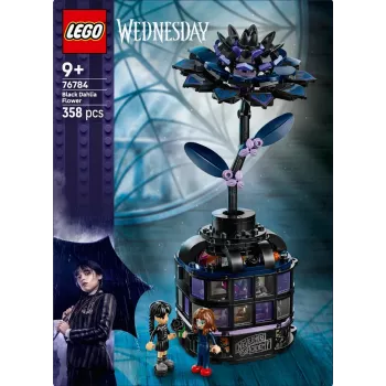 Set de construcción LEGO Wednesday 76784 flor de Dahlia Negra — modelo decorativo, 358 piezas, 9+ años