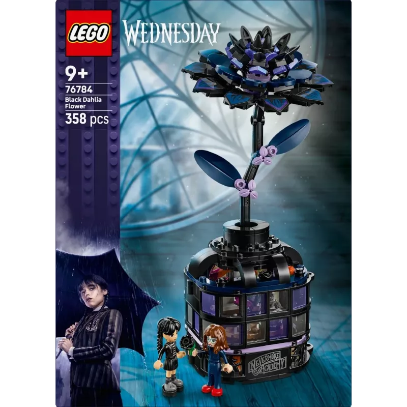 Set de construcción LEGO Wednesday 76784 flor de Dahlia Negra — modelo decorativo, 358 piezas, 9+ años
