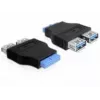 Adaptador Delock USB 3.0 pin header hembra > 2 x USB 3.0 hembra - uno junto a otro (65324)