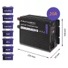 Cargador QOLTEC Monolith 20 A 12 V para baterías LiFePO4, AGM, GEL, SLA