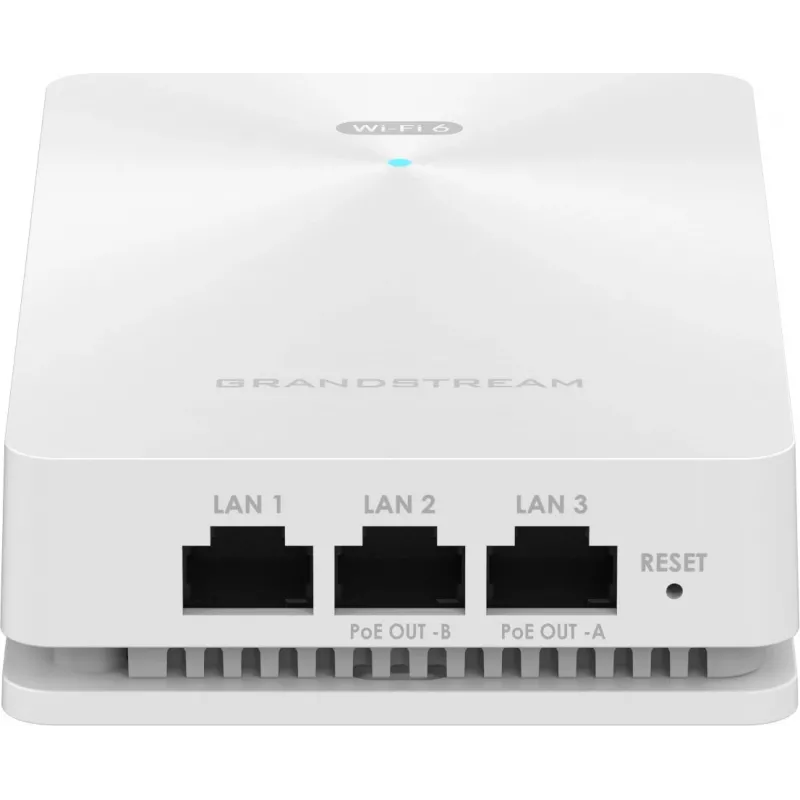 Grandstream GWN7661E punto de acceso Wi-Fi 6 de pared empotrable, AX3000, doble banda 2,4/5 GHz, 3 Gbps, MU-MIMO, PoE/PoE+, puertos Gigabit, 256 clientes