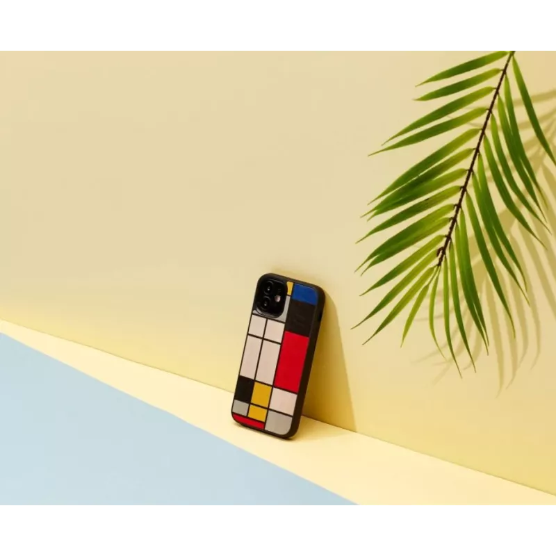 Funda para móvil Man and Wood para iPhone 12 mini — parte trasera de madera, marco negro