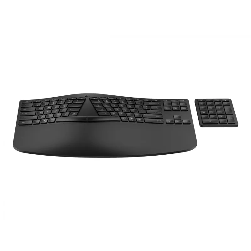 HP 960 Teclado inalámbrico ergonómico, Tamaño completo (100%), inalámbrico, RF Wireless + Bluetooth, Membrana, Negro
