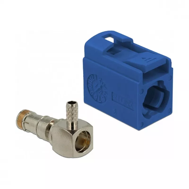 Conector coaxial DELOCK 89715 — FAKRA C macho, acodado 90°, 13,8×21,5×9,5 mm