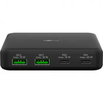 GOOBAY Cargador de sobremesa multipuerto USB-C PD GaN 65 W, negro