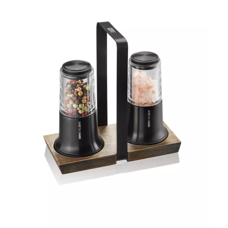 Set de molinillos de sal y pimienta GEFU X-plosion 11 cm Negro — molinillos de mesa manuales, mecanismo de cerámica