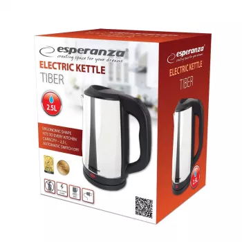 Hervidor eléctrico ESPERANZA EKK036X, 2,5 L, 2200 W, acero inoxidable, resistencia oculta