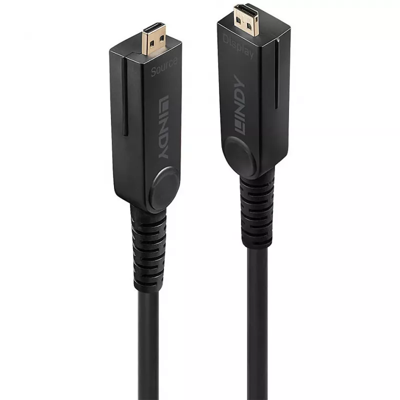 Lindy Cable Micro HDMI 18G híbrido de fibra óptica de 10 m con conectores HDMI y DVI desmontables