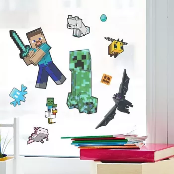 Pegatinas para ventana Paladone Minecraft PP13105MCF – pegatinas decorativas reutilizables para ventanas y superficies lisas
