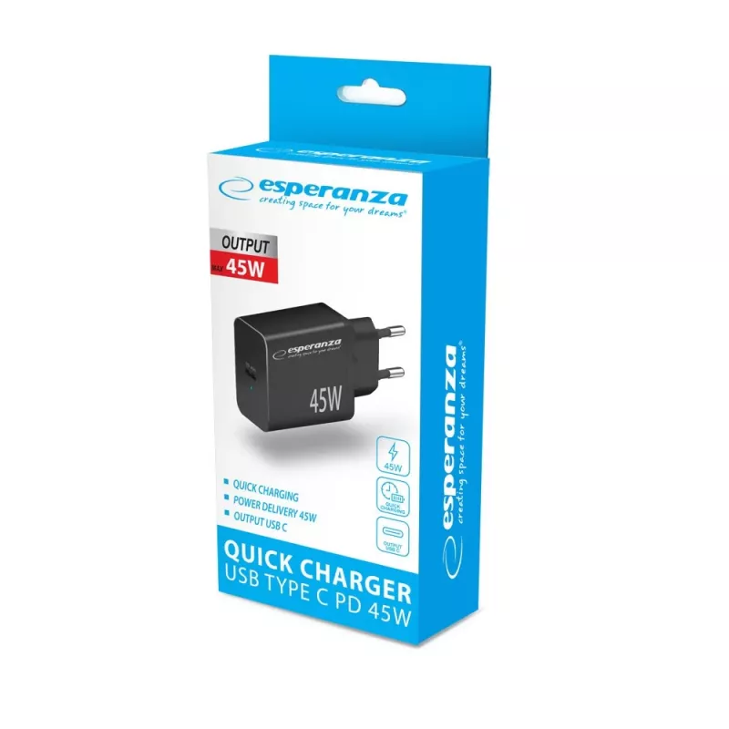 Cargador de pared Esperanza EZC108K 45W negro