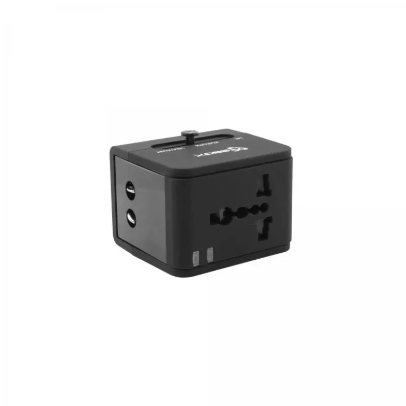 Adaptador de viaje SBOX TA-23 con cargador dual USB y compatibilidad universal de enchufes