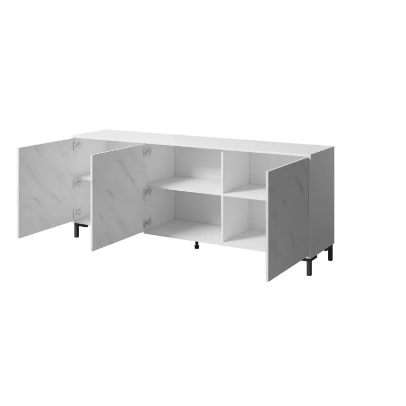 Cómoda MARMO 3D 200x45x80,5 cm blanco mate/mármol blanco