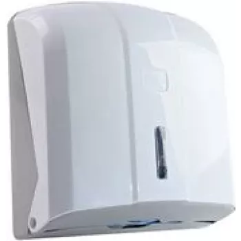Dispensador de toallas de papel HYGOSTAR 88838 — plástico blanco, compatible con toallas plegadas en Z y en C