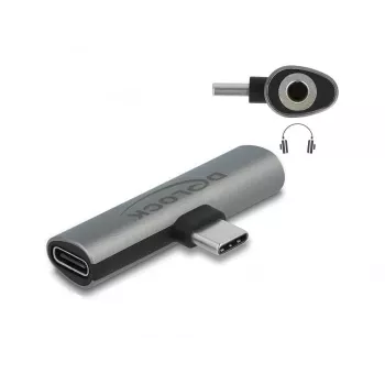 Adaptador de cable DeLOCK 64186 USB Type-C a USB Type-C + 3,5 mm gris